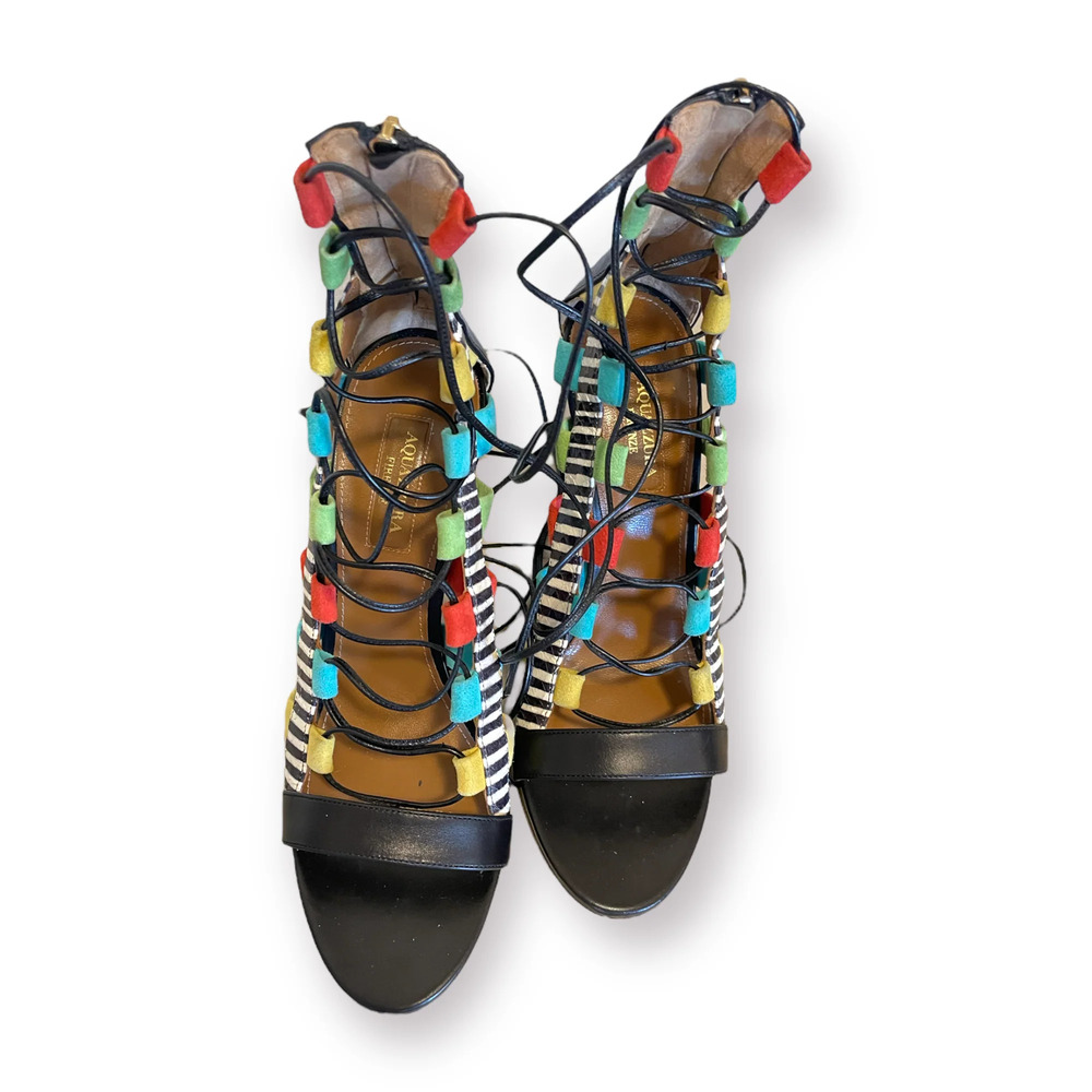 Aquazzura Black Leather Printed Pumps - Picture 10 of 11